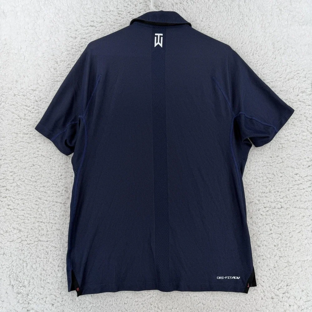 Nike Tiger Woods Dri-FIT ADV Polo Shirt‎ Mens Medium Blue Golf Performance Top
